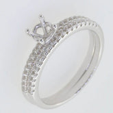 2 piece Set Sterling Silver Semi Mount Ring Setting Round RD 5x5mm Accent - Syzjewelry